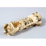 A GOOD QUALITY JAPANESE MEIJI PERIOD CARVED IVORY OKIMONO - RAT GROUP, the group with ten rats