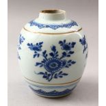 A GOOD CHINESE KANGXI PERIOD BLUE & WHITE PORCELAIN JAR, the body decorated with native floral