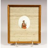 A 19TH CENTURY INDIAN MINIATURE PAINTING ON IVORY, framed, depicting a seated prince, 20cm x 17cm