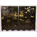 A 19TH / 20TH CENTURY CHINESE SIX-FOLD SCREEN, the screen inlaid with carved and stained ivory to