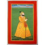A LARGER 19TH / 20TH CENTURY INDO PERSIAN MUGHAL ART HAND PAINTED PICTURE ON PAPER, the picture