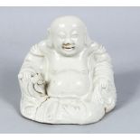 A GOOD 19TH CENTURY CHINESE BLANC DE CHINE FIGURE OF BUDDHA, in a seated meditating pose, 10cm