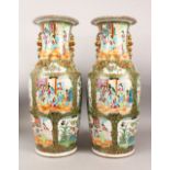 A LARGE PAIR OF CHINESE 19TH CENTURY CANTON PORCELAIN VASES with panel decoration of figures,
