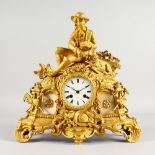 A GOOD 19TH CENTURY FRENCH ORMOLU CLOCK, the movement by Henry Marc A. Paris, the top with a