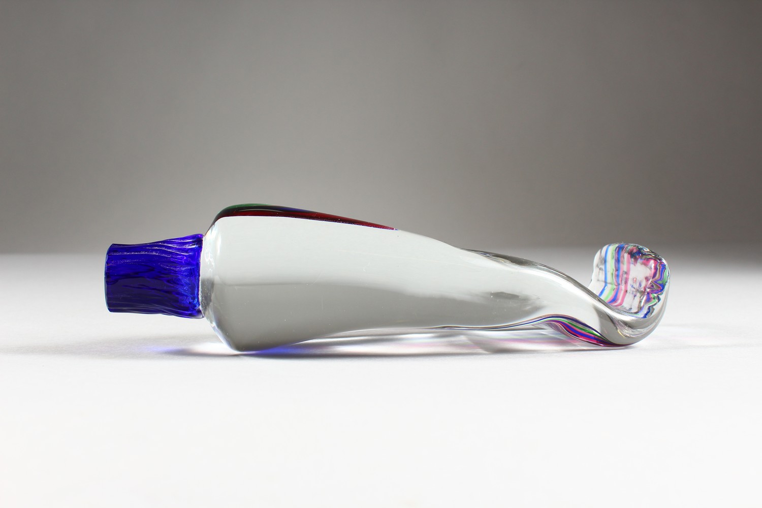 A MULTI-COLOURED STRIPED GLASS TOOTHPASTE TUBE. 8ins long. - Image 3 of 5