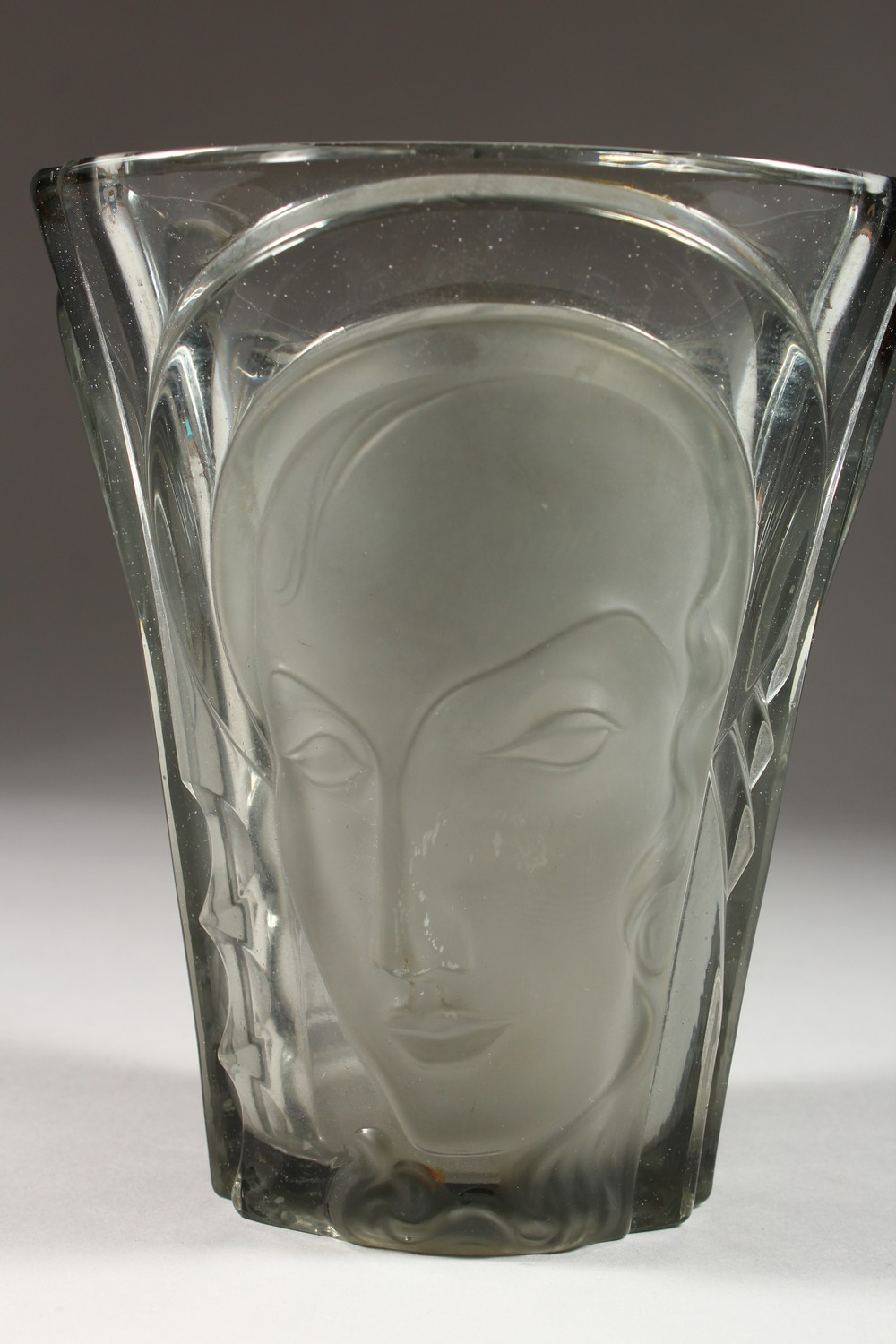 A glass vase, in the style of Lalique - with moulded decoration. 7.5ins high. - Image 2 of 5