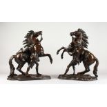 AFTER GUILLAUME COUSTOU (1677-1746) FRENCH A PAIR OF MARLEY HORSES, 20TH CENTURY, on naturalistic