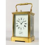 A 19TH CENTURY FRENCH GRANDE SONNERIE BRASS CARRIAGE CLOCK by HEMMEL, Horloger de la Ville, Lyon.