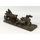 C. GURADCO A GOOD RUSSIAN BRONZE, a young couple on a hay cart being pulled by three horses. 18ins