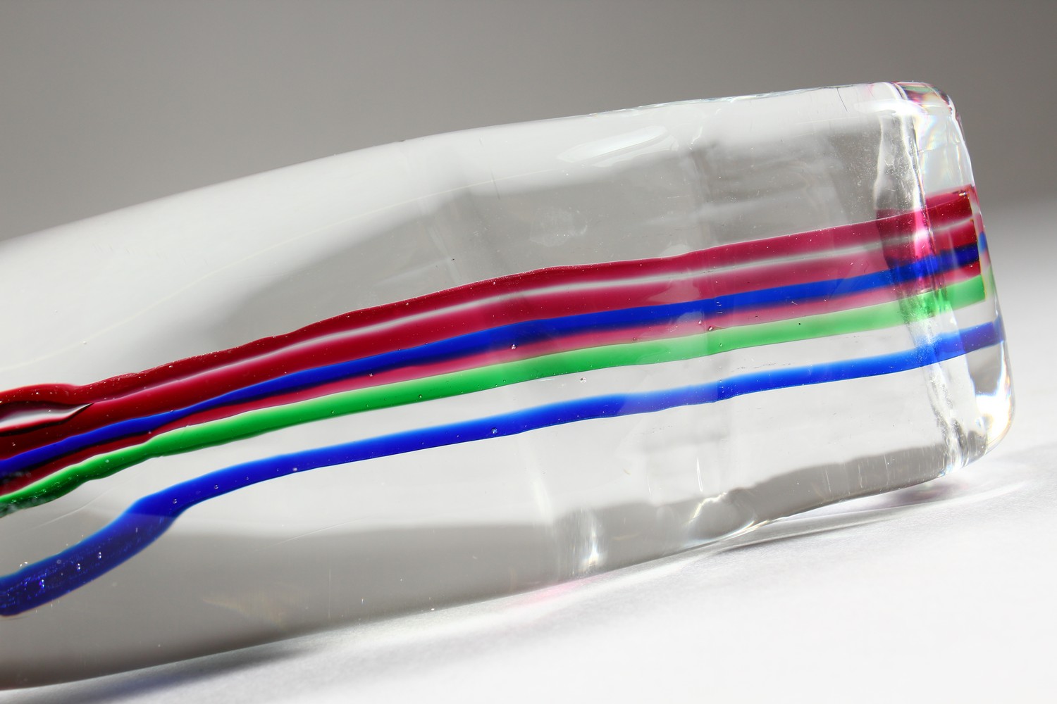 A MULTI-COLOURED STRIPED GLASS TOOTHPASTE TUBE. 8ins long. - Image 5 of 5