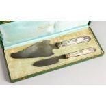 A FRENCH TWO PIECE SERVING SET, cased.