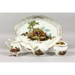 A SUPERB EARLY 19TH CENTURY/LATE 18TH CENTURY MEISSEN CABARET, comprising shaped tray, 12ins long,