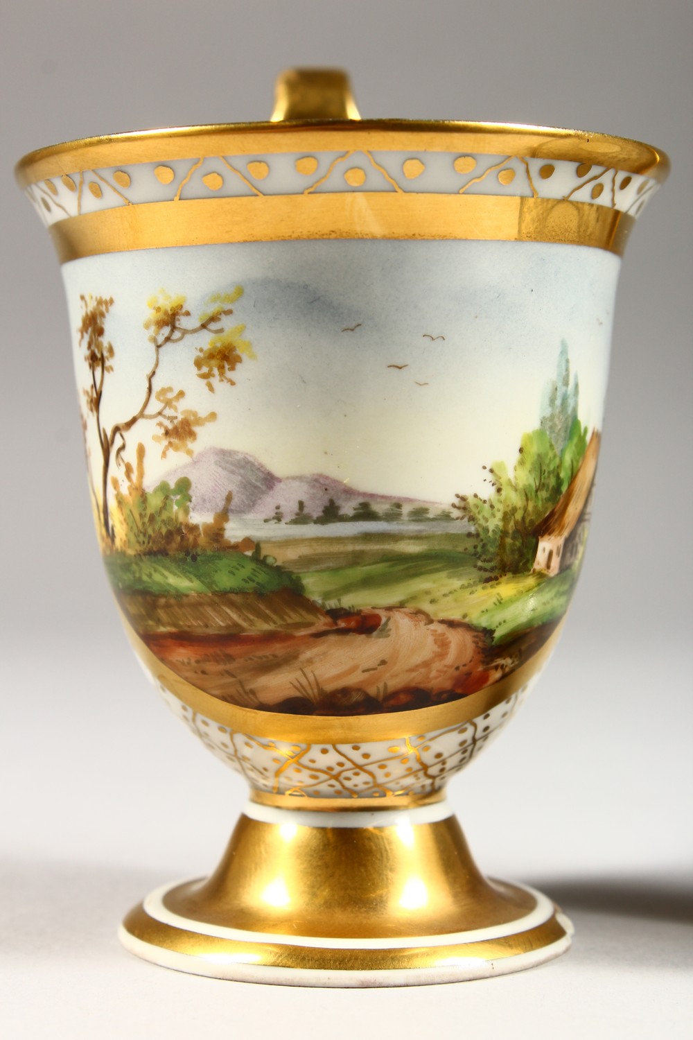 A GOOD 19TH CENTURY BERLIN CUP AND SAUCER, the cup painted with a landscape. Berlin mark in blue. - Image 2 of 13