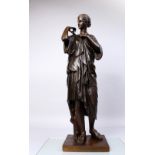 F. BARBEDIENNE A SUPERB LARGE BRONZE OF A YOUNG CLASSICAL LADY, standing on a square base. Signed.