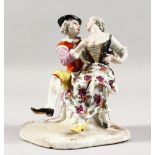 A 19TH CENTURY FURSTENBERG PORCELAIN GROUP OF YOUNG LOVERS. Blue mark. 6ins high.