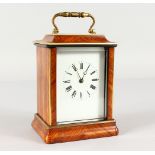 A GOOD FRENCH KINGWOOD CASE CARRIAGE/BRACKET CLOCK with brass carrying handle. 6ins high.