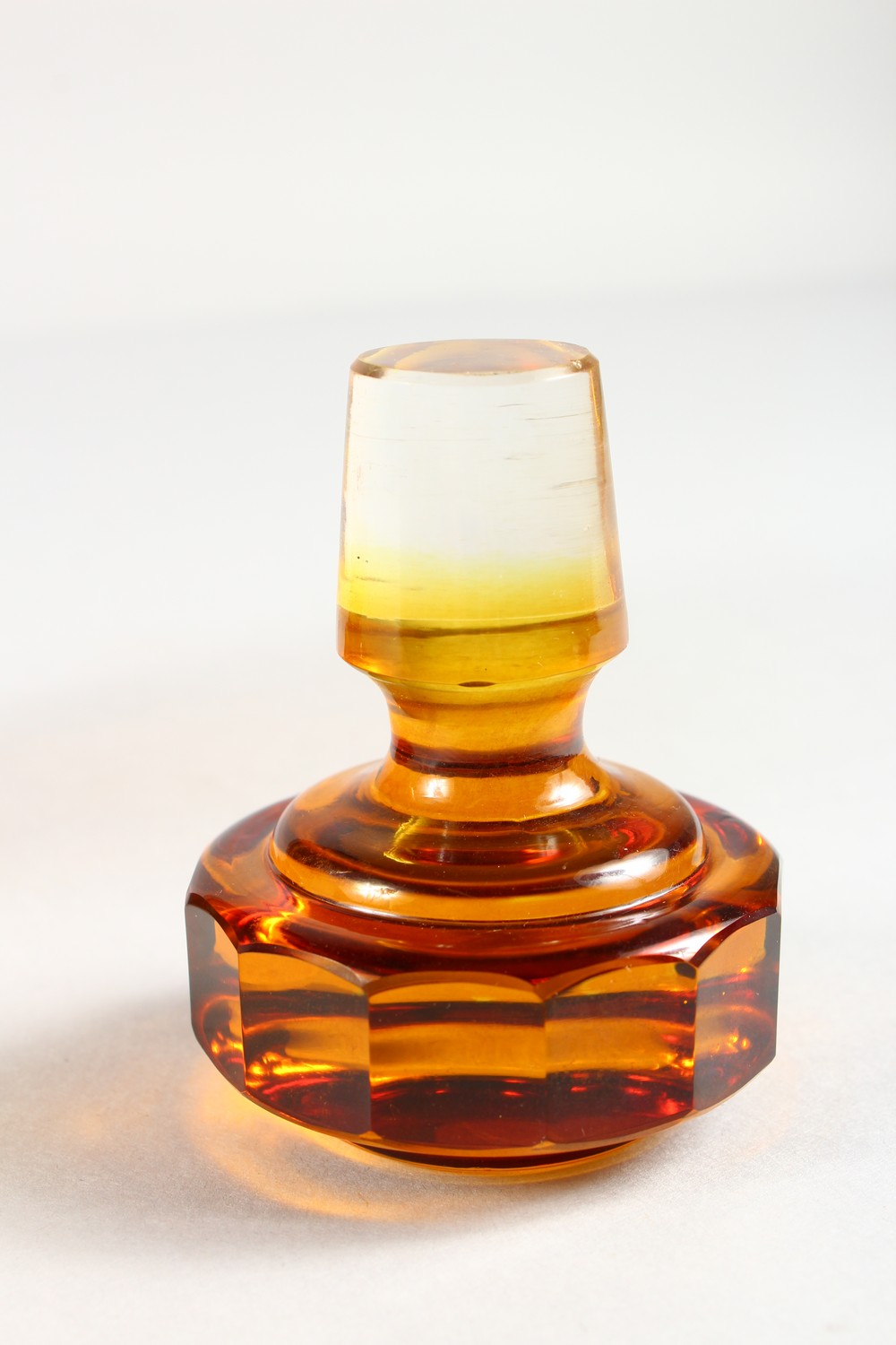 A BOHEMIAN AMBER ENGRAVED SCENT BOTTLE AND STOPPER, with silver band. 10ins high. - Image 13 of 15