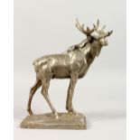 A RUSSIAN CAST ALUMINIUM MODEL OF A MOOSE, signed. 10.5ins high.