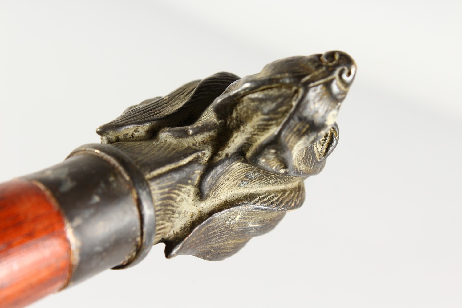 A GOOD WOODEN WALKING STICK with metal handle, head of a dog. - Image 6 of 8