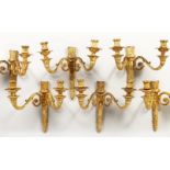 AN IMPORTANT SET OF SIX ORMOLU TWO LIGHT WALL SCONCES by FRANCOIS LINKE, all signed F. Linke, all