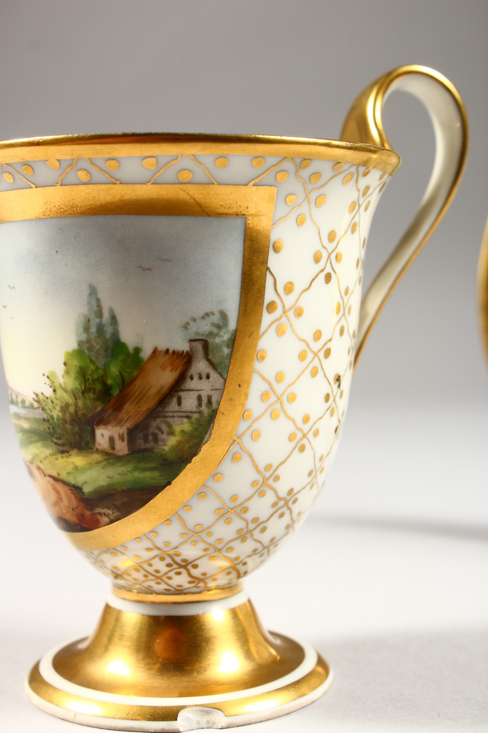 A GOOD 19TH CENTURY BERLIN CUP AND SAUCER, the cup painted with a landscape. Berlin mark in blue. - Image 3 of 13