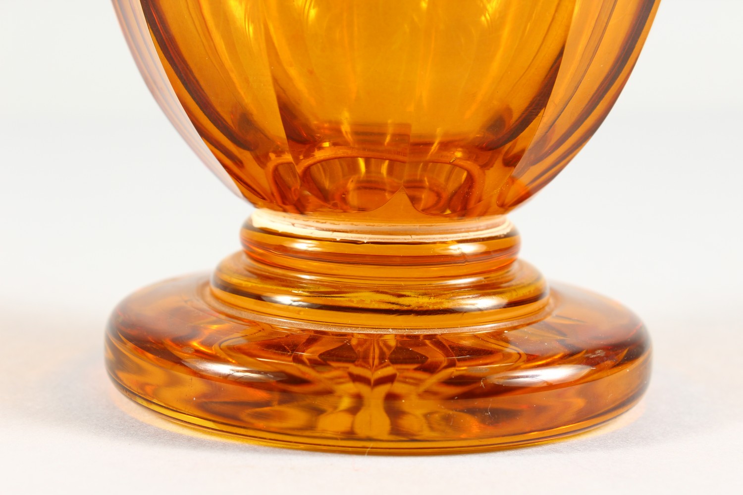 A BOHEMIAN AMBER ENGRAVED SCENT BOTTLE AND STOPPER, with silver band. 10ins high. - Image 3 of 15