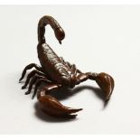 A JAPANESE BRONZE MODEL OF A SCORPION. 2ins long.