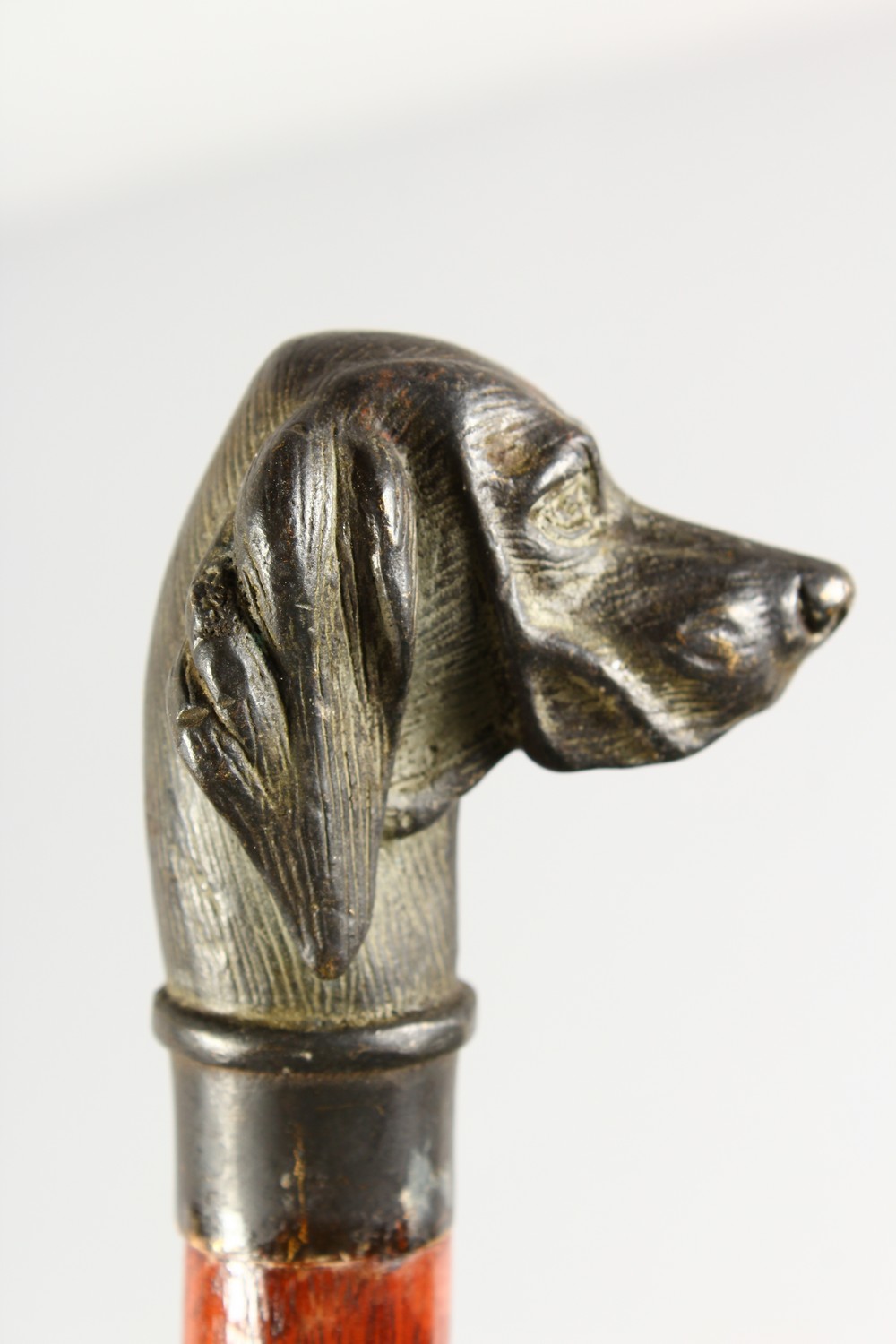 A GOOD WOODEN WALKING STICK with metal handle, head of a dog. - Image 5 of 8