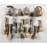 A COLLECTION OF FOURTEEN ROMAN TYPE DECORATIVE GLASS VESSELS.