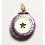 A VERY GOOD RUSSIAN ENAMEL CIRCULAR PENDANT, set with a diamond.