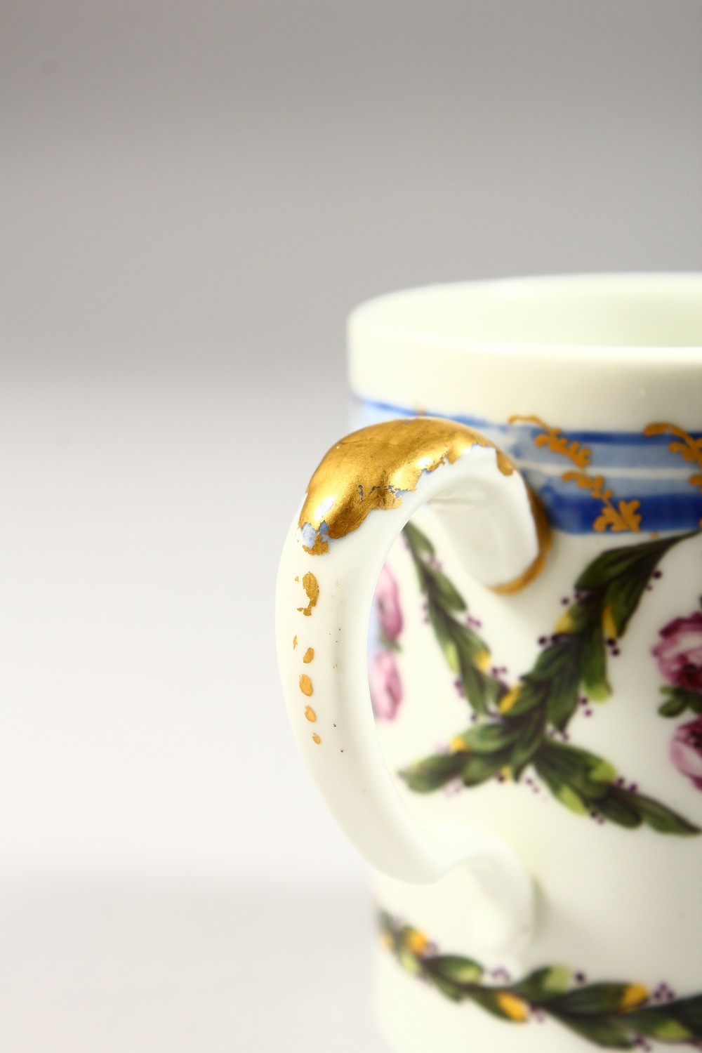 A GOOD 19TH CENTURY SEVRES COFFEE CAN AND SAUCER, painted with roses. Sevres mark and Initial C.C. - Image 4 of 10