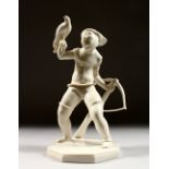 A SCHWARZBURG WHITE GLAZED PORCELAIN FIGURE OF A FALCONER by MAURITIUS PFEIFFER. Impressed Mark