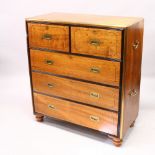 A GOOD EARLY 20TH CENTURY CAMPHOR WOOD AND BRASS BOUND MILITARY CHEST