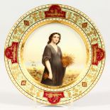 A SUPERB 19TH CENTURY VIENNA PLATE, "RUTH". Beehive mark in blue. 9.5ins diameter.