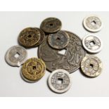TWELVE ASSORTED CHINESE COINS.
