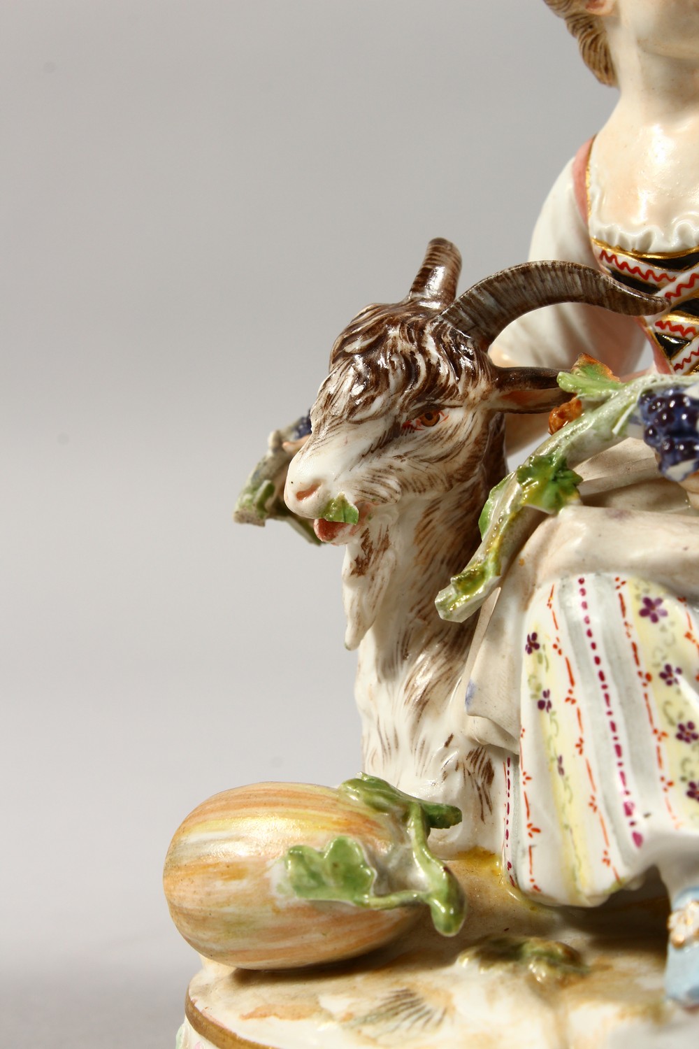 A 19TH CENTURY MEISSEN PORCELAIN GROUP OF A BOY AND GIRL, with goat and fruiting vines. Cross swords - Image 2 of 10