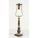 A REGENCY, BRONZE AND ORMOLU LAMP on a square base. 22ins high.