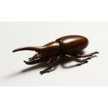 A JAPANESE BRONZE MODEL OF A BEETLE. 3ins long.