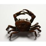 A JAPANESE BRONZE MODEL OF A CRAB. 4ins wide.