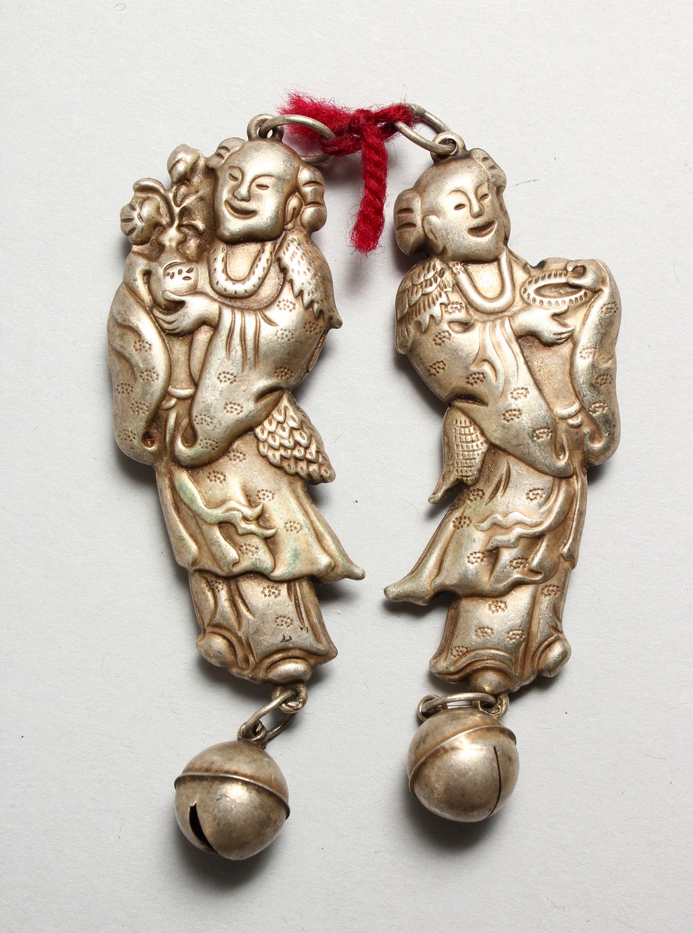 TWO CHINESE FIGURAL RATTLES. 3.5ins high.