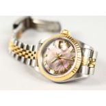 A LADIES STEEL AND GOLD ROLEX OYSTER WRISTWATCH.