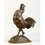 ALFRED BARYE (fl. 1864-1882) FRENCH A CROWING COCKEREL. Signed. 9ins high.
