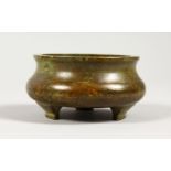 A SMALL BRONZE CIRCULAR CENSER. 3ins diameter.