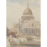 Nora Hindhaugh (20th Century) British. 'St Paul's', Watercolour, Signed, 20" x 15".