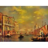 Esposti (20th - 21st Century) Italian. A Scene on the Grand Canal, Venice, with Figures in Gondolas,