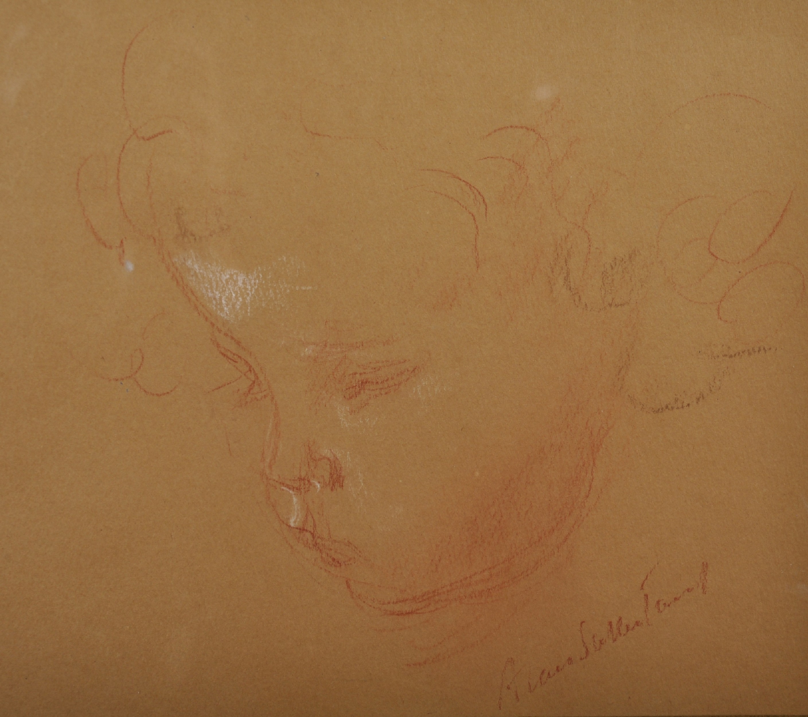 Graham Vivian Sutherland (1903-1980) British. "Alan Sutherland", Head of a Boy, Chalk on Brown - Image 3 of 6