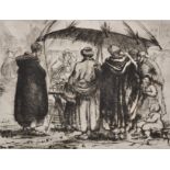 Percy John D. Smith (1882-1948) British. "The Fish Market, Bruges", Etching, Signed and Inscribed,