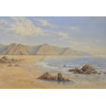 T... B... Worth (19th Century) British. A Coastal Scene, with Figures on the Shore, Watercolour,