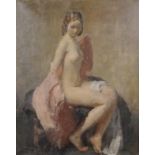 Walter Ernest Webster (1878-1959) British. 'The Pink Shawl', Study of a Naked Lady, seated on a