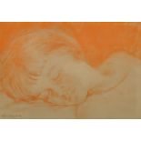 Ulrica Forbes (1900-1960) British. Head Study of a Sleeping Girl, Pastel, Signed, 7.5" x 11",